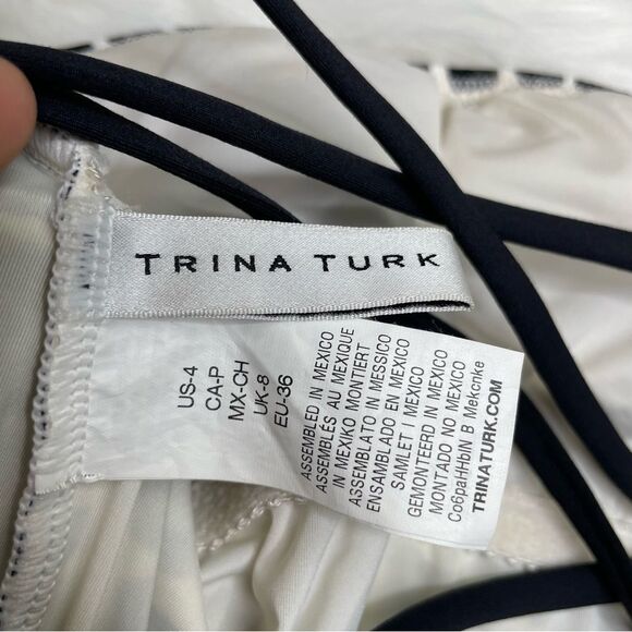 Trina Turk Black and White Algiers Bandeau One Piece Swimsuit Size 4 - Picture 7 of 7
